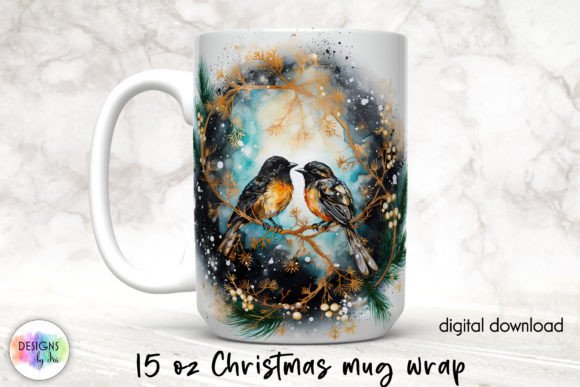 Christmas Chickadee Birds Mug Wrap for Crafters