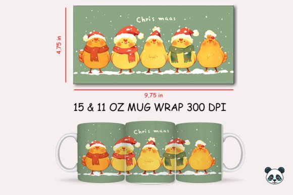 Christmas Chickens Mug Wrap: A Festive Graphics Asset for Crafts