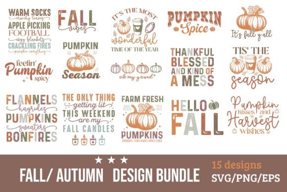 Essential Fall Autumn SVG PNG Bundle for Creative Crafts