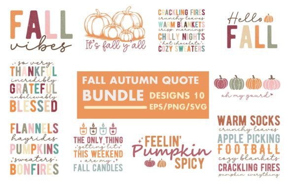 Fall Quotes SVG Design Bundle for Creative Graphics and Crafts