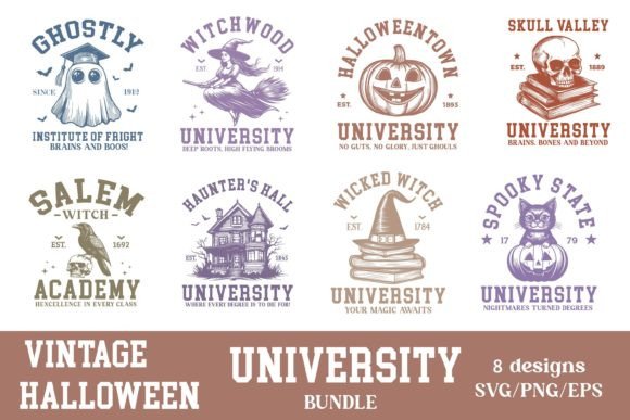 Vintage Halloween University SVG Bundle: A Crafty Graphics Must-Have