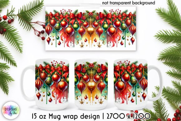 Watercolour Christmas Bulbs Mug Wrap: A Festive Graphics Asset for Crafts